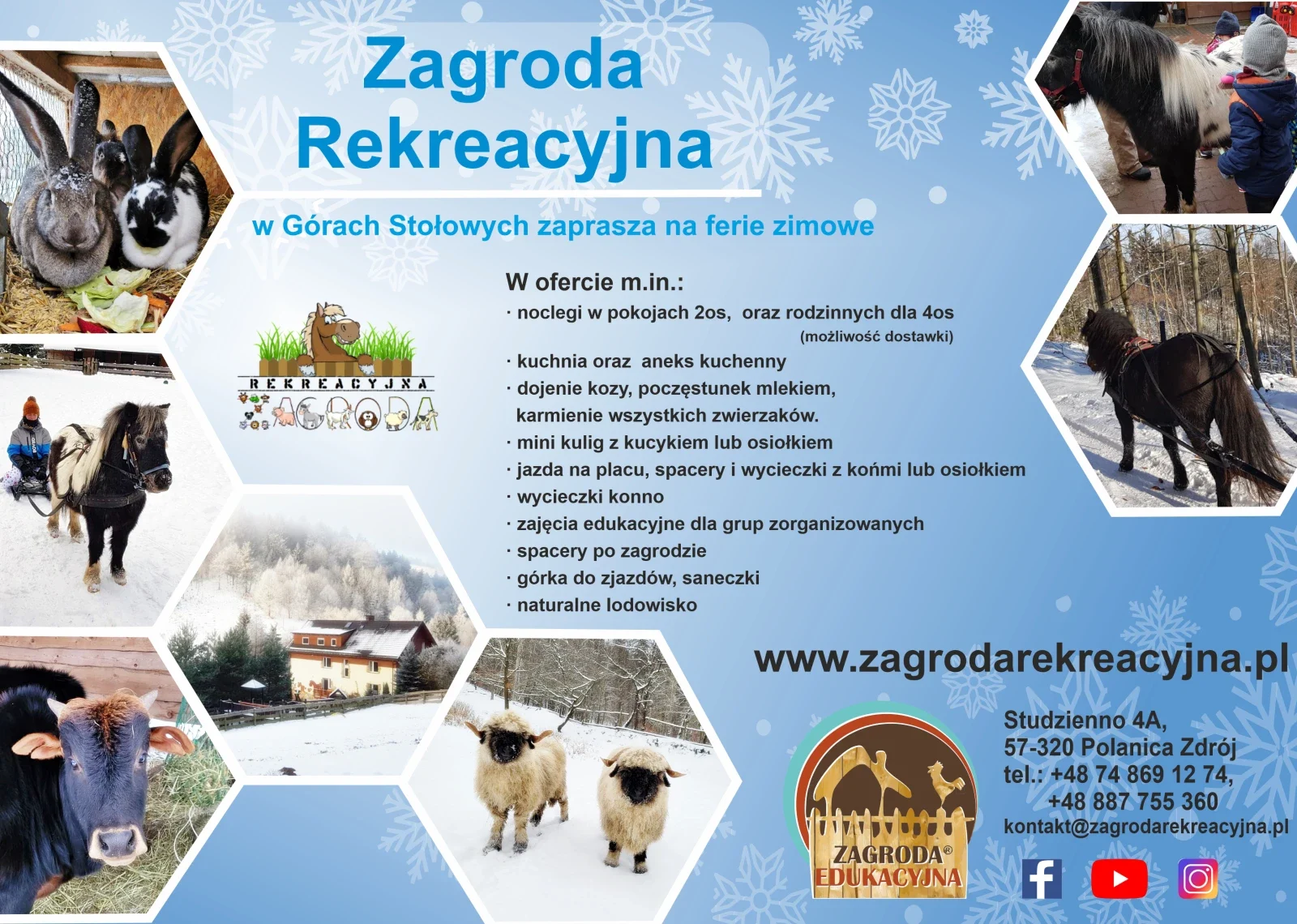Zimowy wypoczynek i ferie w Zagrodzie Studzienno